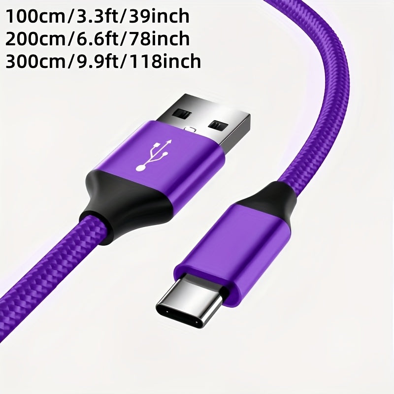 60W Fast Charging USB-C to USB-C Woven Cable | 3.0 Gen2 Type-C Male to Male, 39.37/78.74/118.11inch Length, Supports High-Speed Data Transfer And Power Transmission, Durable Cable Design for Huawei, Xiaomi, Redmi, OPPO, Oneplus And More Smartphones