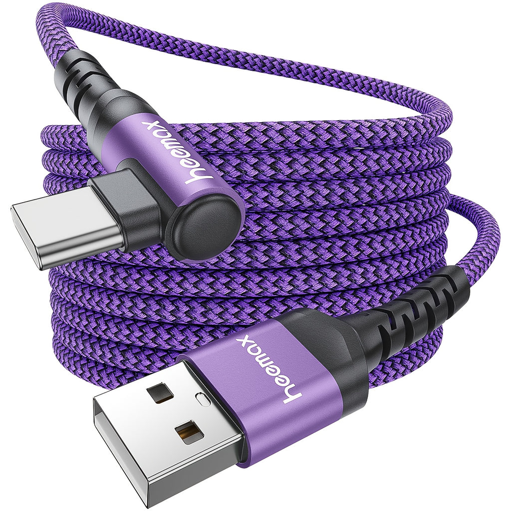 Right-Angle USB-C Charger Cable, Braided Cord Compatible with iPhone 16/15/16 Pro Max/Plus, S25/S24/S23/S22/S21/S20/S10, A55/A15, Flip, Pixel, , Moto, PS5