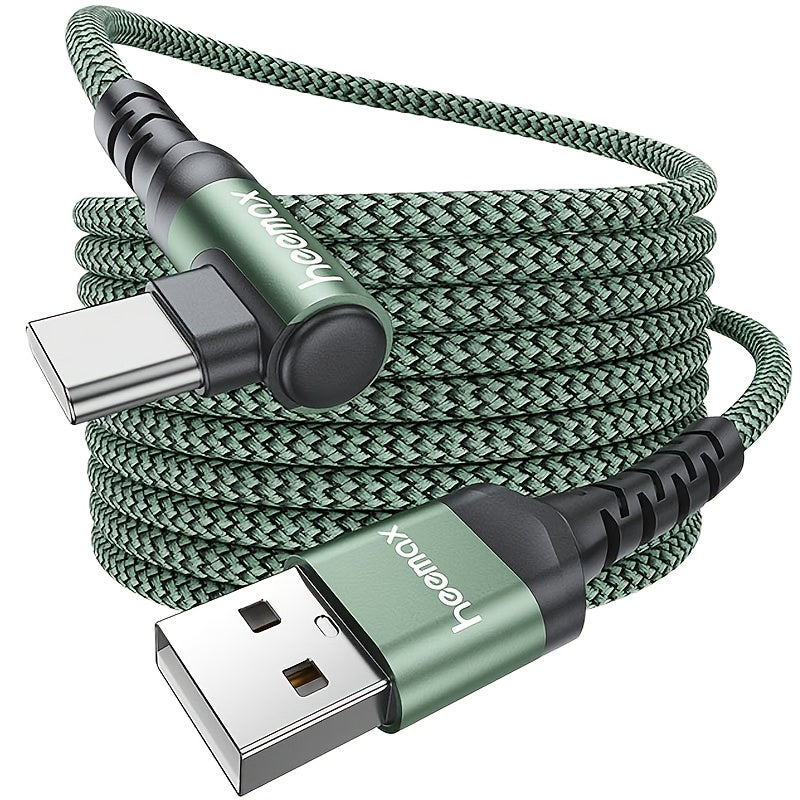 Right-Angle USB-C Charger Cable, Braided Cord Compatible with iPhone 16/15/16 Pro Max/Plus, S25/S24/S23/S22/S21/S20/S10, A55/A15, Flip, Pixel, , Moto, PS5