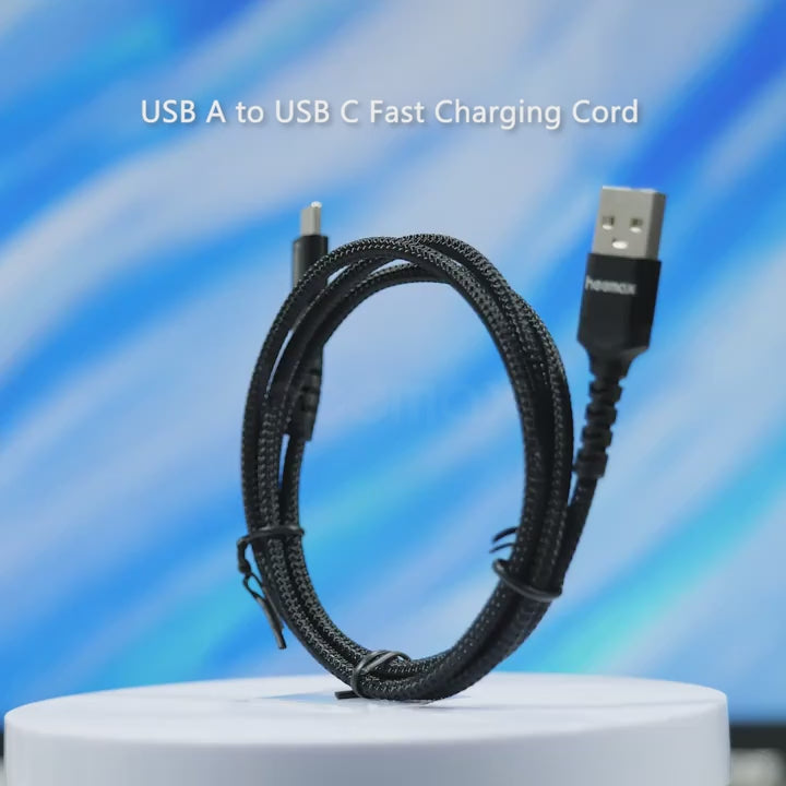 HEEMAX USB-C Fast Charging Cable, High-Quality Nylon Braided Type-C Charger Cord, Fits for All USB-C Port Devices.